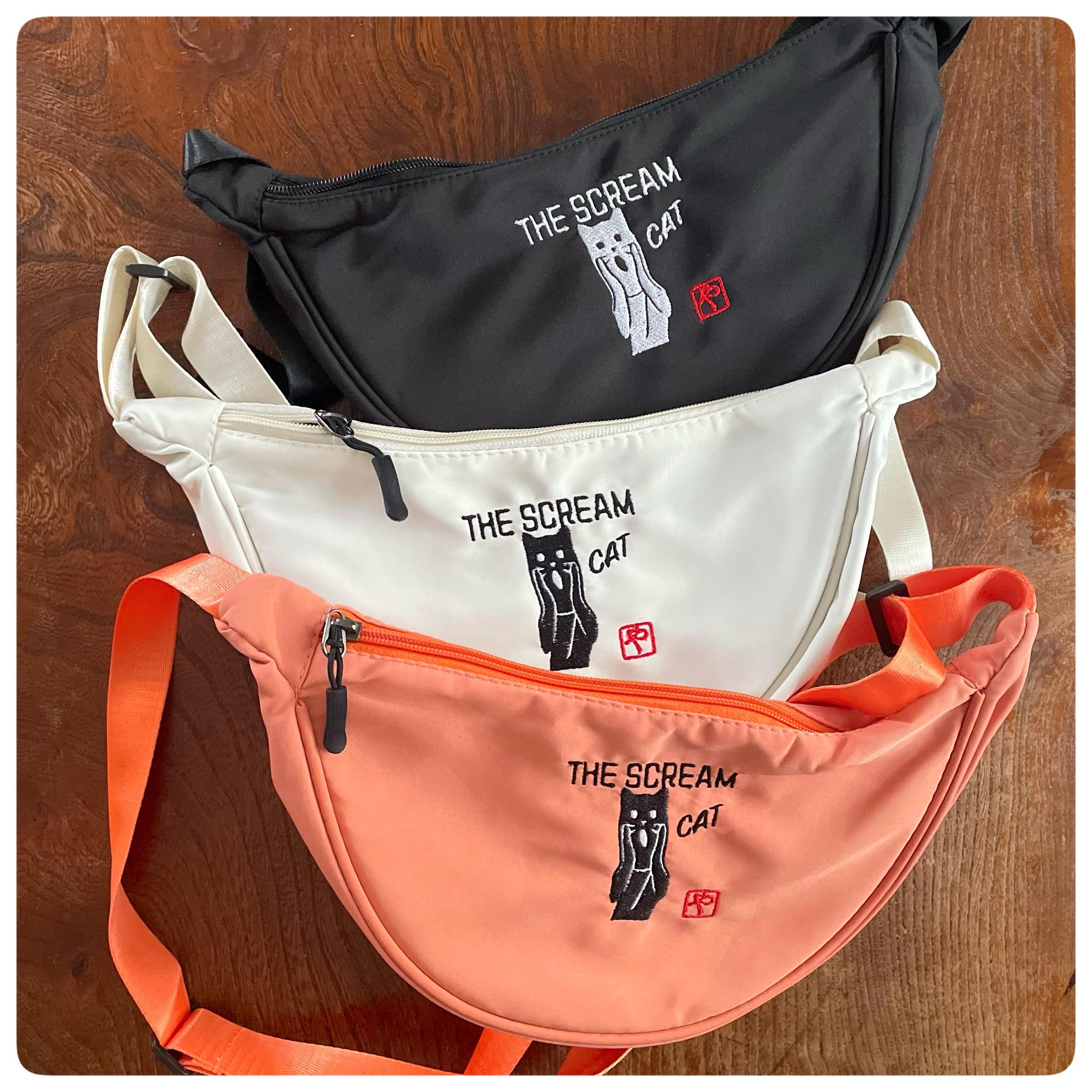 ムンク叫び猫のミニショルダーバッグ サブバッグ ボディバッグ